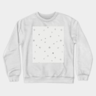 Pretty Y2K Glitter Stars Design in Silver Crewneck Sweatshirt